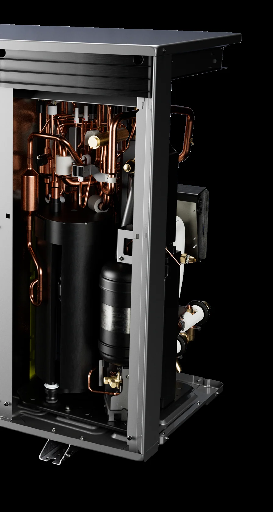 Doorsnede van de Daikin Altherma 4 H buitenunit met R-290 koudemiddelcircuit