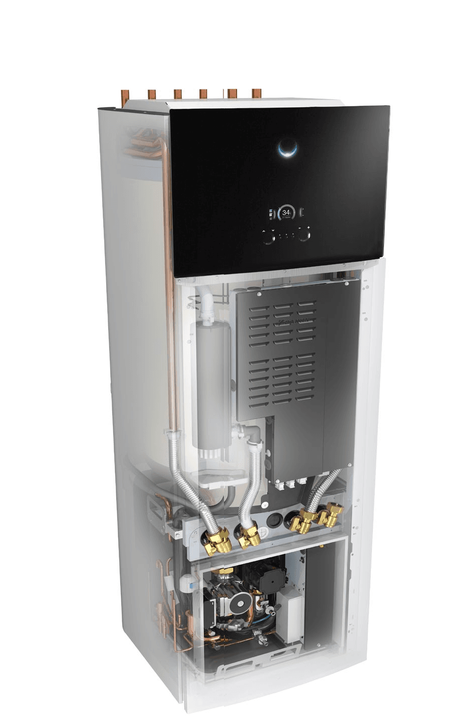 Daikin Altherma GEO binnendeel — alles-in-één vloermodel met geïntegreerde 180 L RVS-tapwatertank